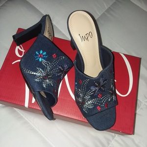 Blue Embroidered Sandal Jeans